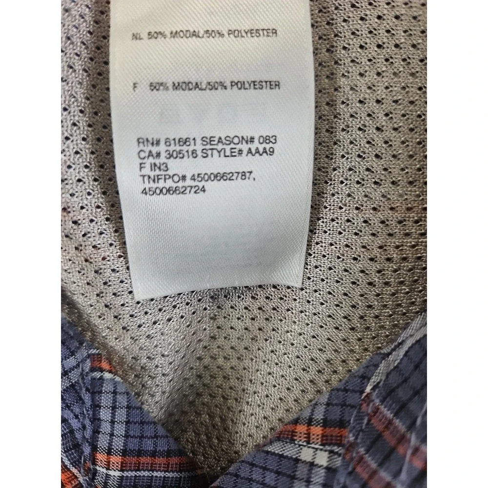 The North Face Long Sleeve Gray Orange Plaid Long Sleeve Shirt Sz L Perfect 1426